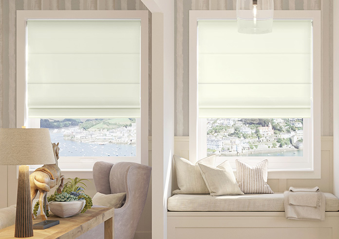 Kyoto Faux Silk, White - Motorised Roman Blind - Image 3
